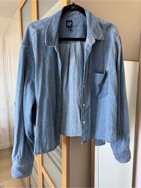 GAP Blue Denim Crop Shirt